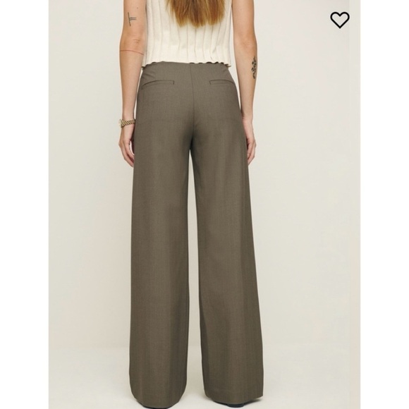 NWT Reformation Vida Low Rise Pants in Olive Stripe Brown Tan Trousers 6 - Picture 16 of 16